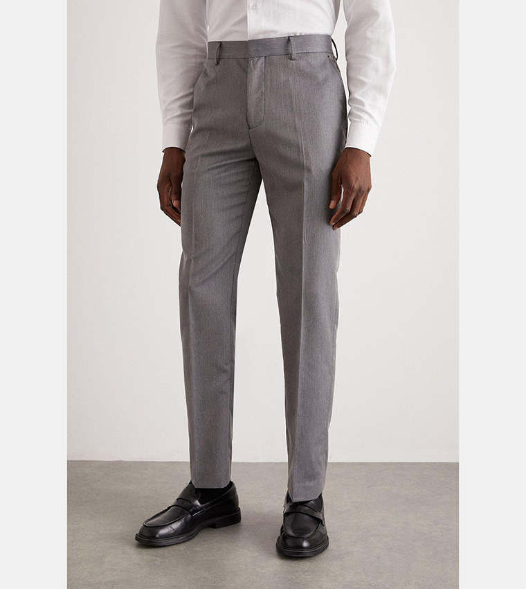 Buy Burton Tailored Grey Mini Herringbone Suit Trousers In Grey
