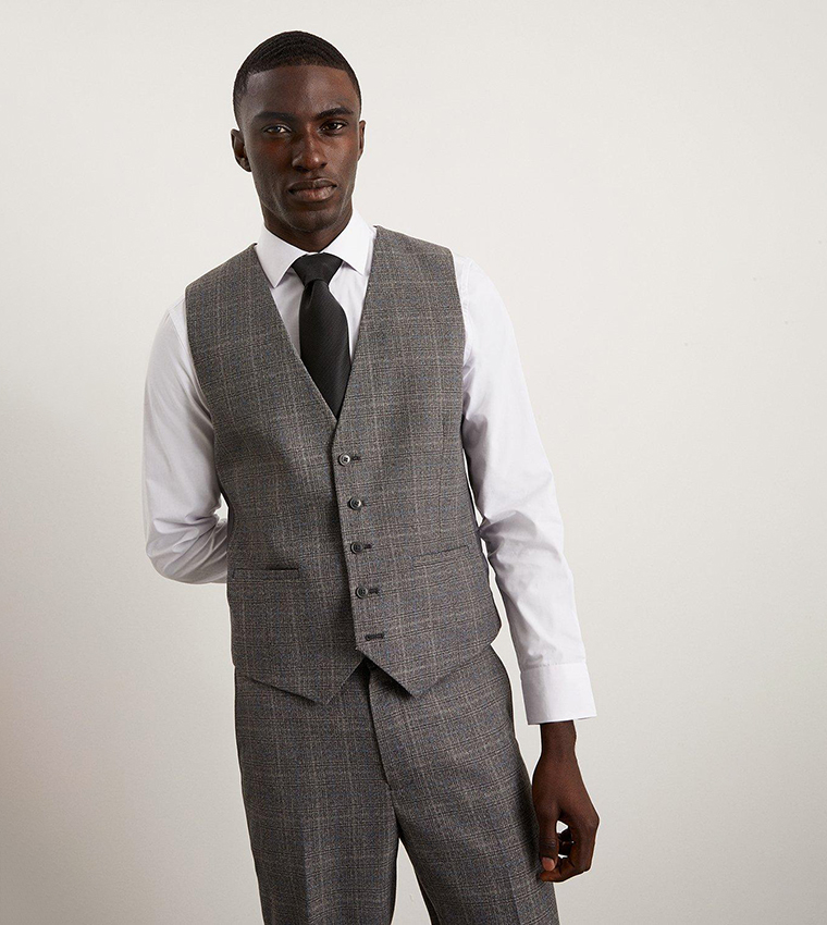 Blue shirt grey waistcoat online