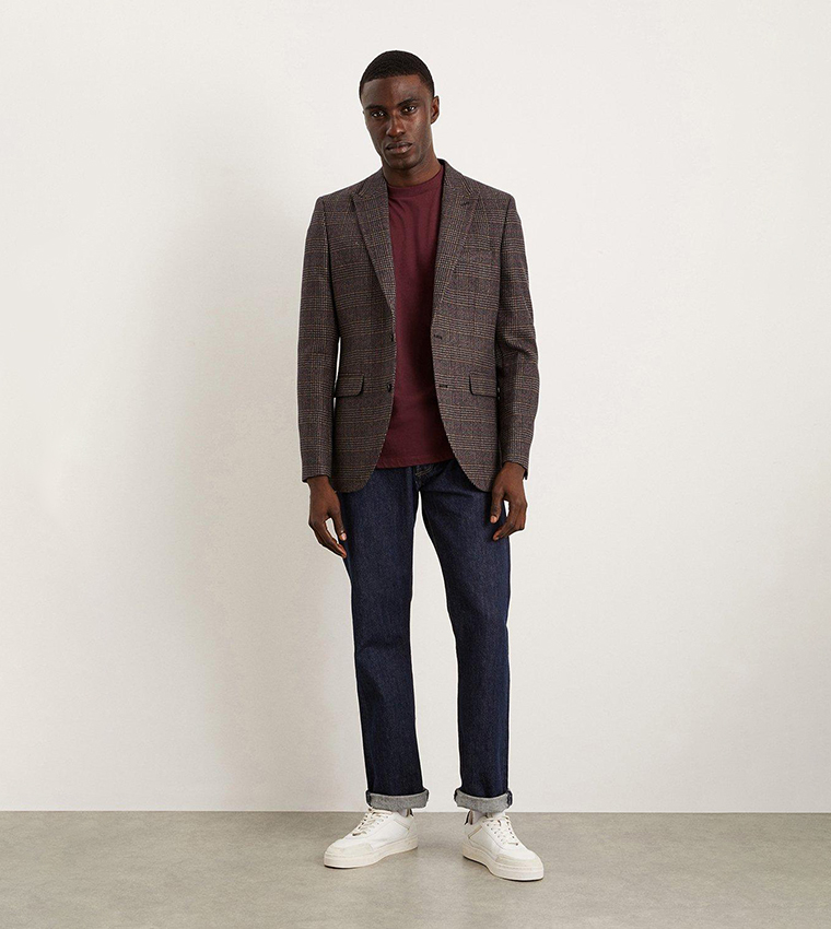 Burgundy check blazer on sale