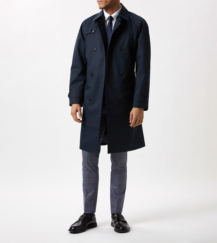 Buy Burton Twill Double Breasted Trench Coat In Navy 6thStreet Kuwait
