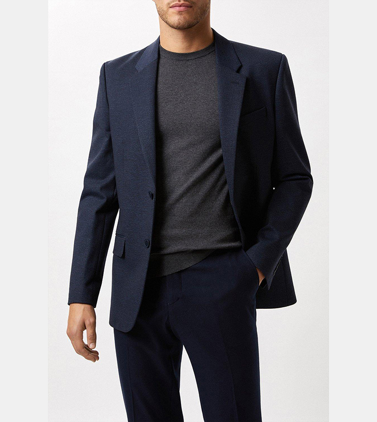 Buy Burton Slim Fit Blue Marl Jersey Blazer In Blue 6thStreet Kuwait