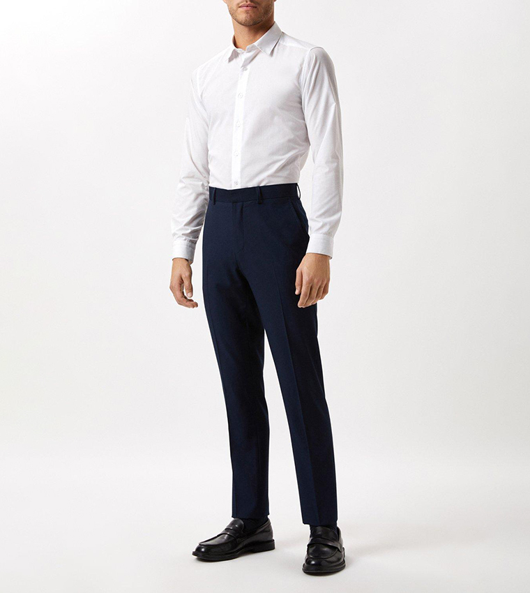 Navy slim fit hotsell trousers