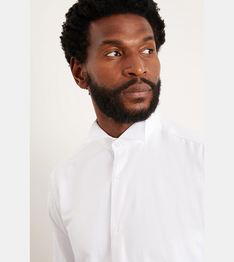 Slim Fit White Wing Collar Shirt