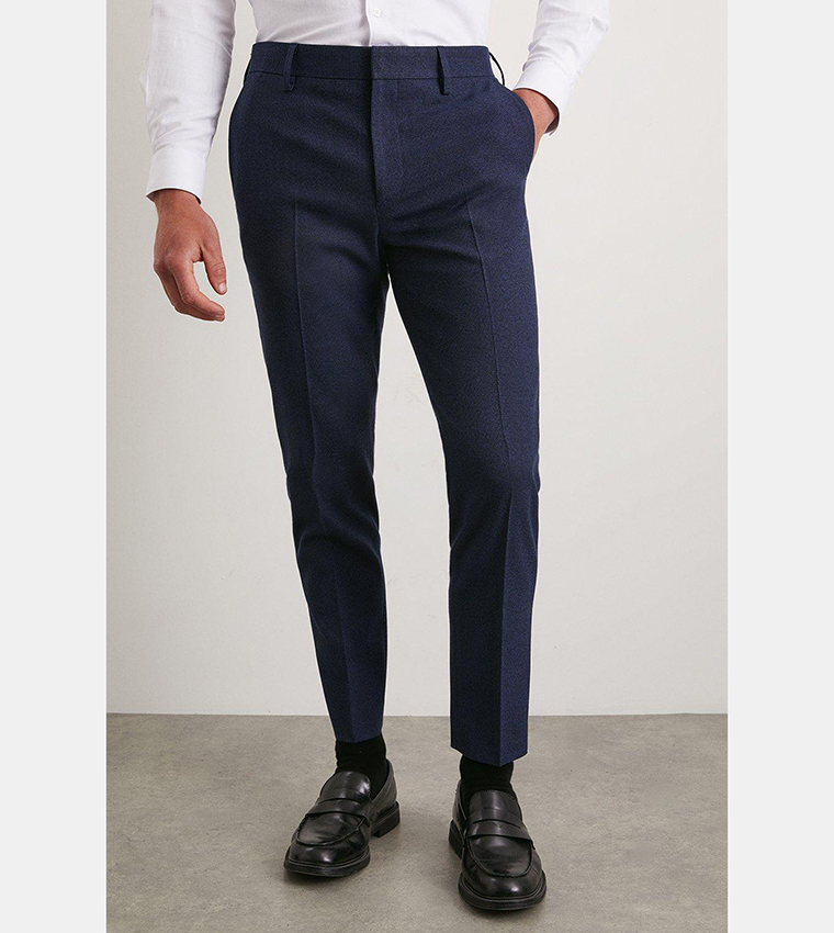 Skinny Fit Navy Marl Suit Trousers