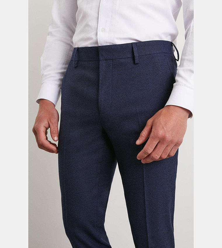 Skinny Fit Navy Marl Suit Trousers