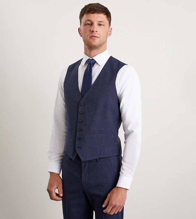 Tailored Fit Navy Marl Waistcoat