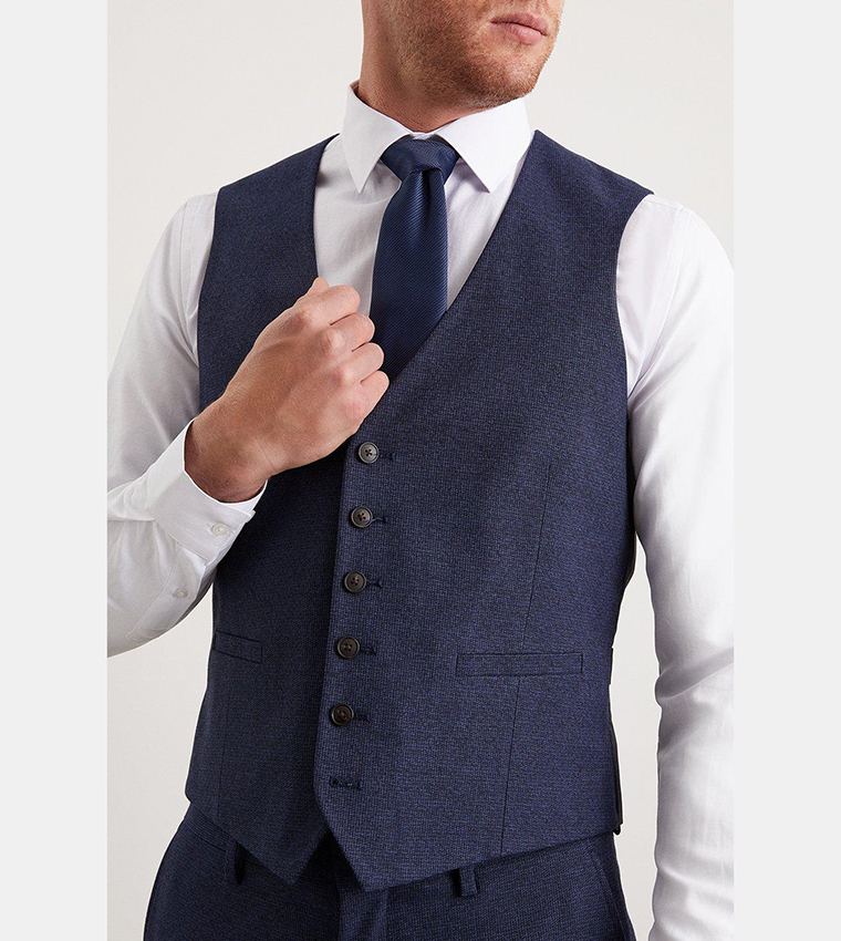 Tailored Fit Navy Marl Waistcoat