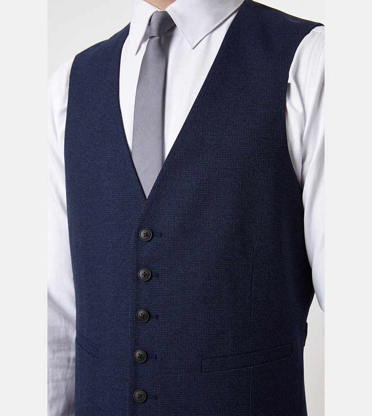 Tailored Fit Navy Marl Waistcoat