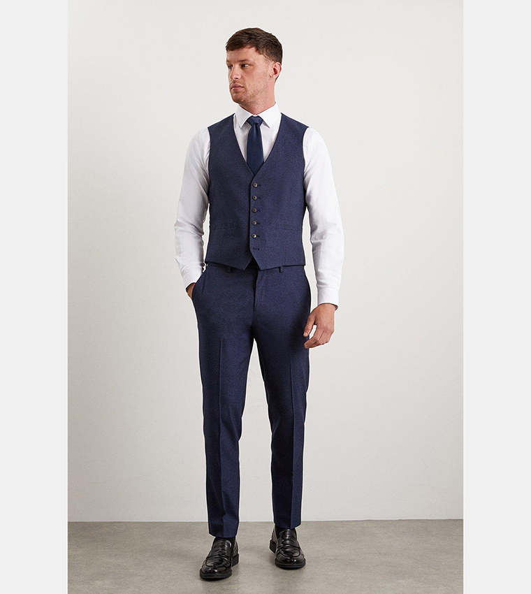 Tailored Fit Navy Marl Waistcoat