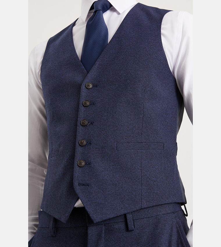 Slim Fit Navy Marl Waistcoat
