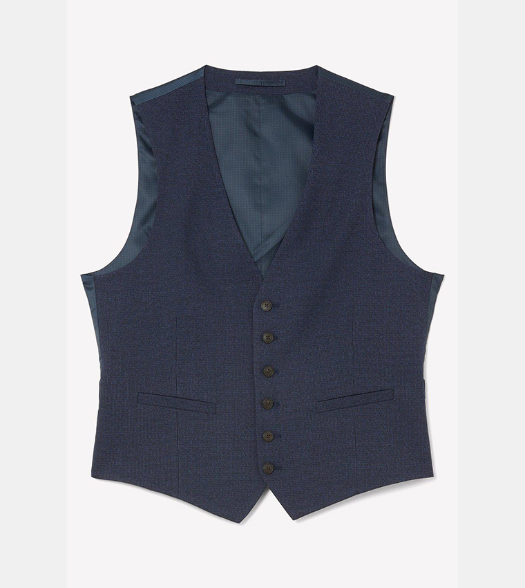 Slim Fit Navy Marl Waistcoat