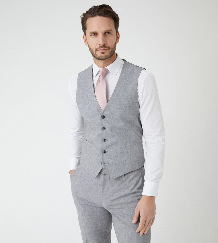 Buy Burton Slim Fit Light Grey Textured Waistcoat In Grey 6thStreet Saudi Arabia
