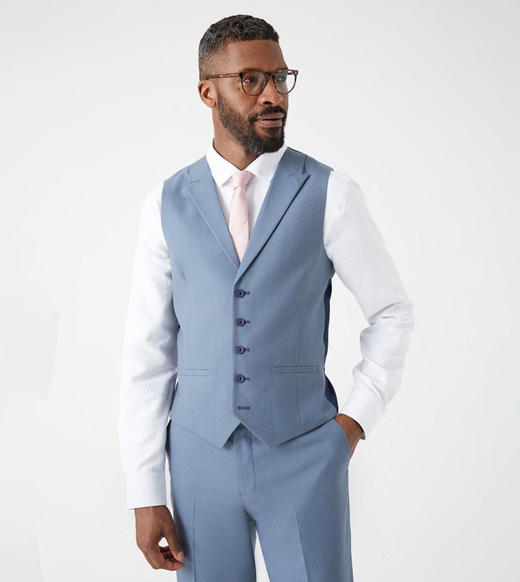 Light blue slim fit blazer top