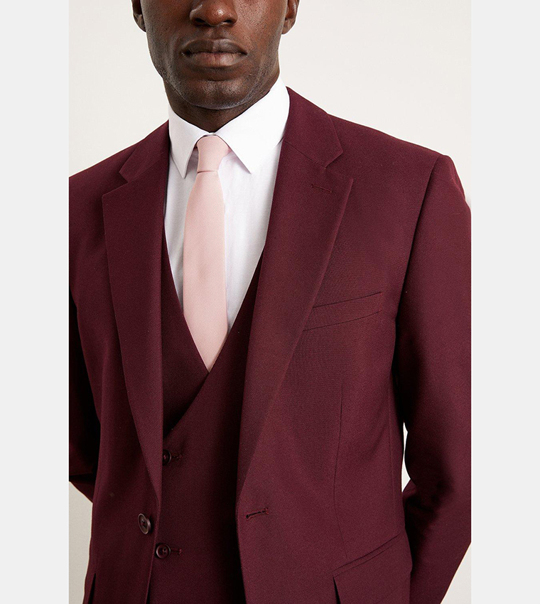Slim Fit Burgundy Blazer