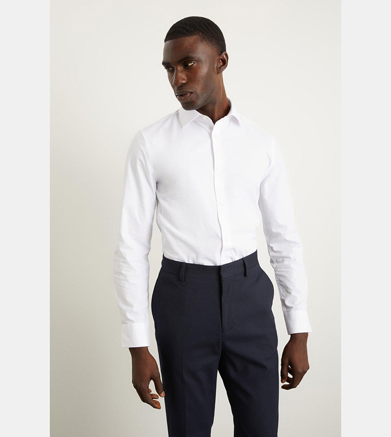 Buy Burton White Skinny Fit Long Sleeves Easy Iron Shirt In White