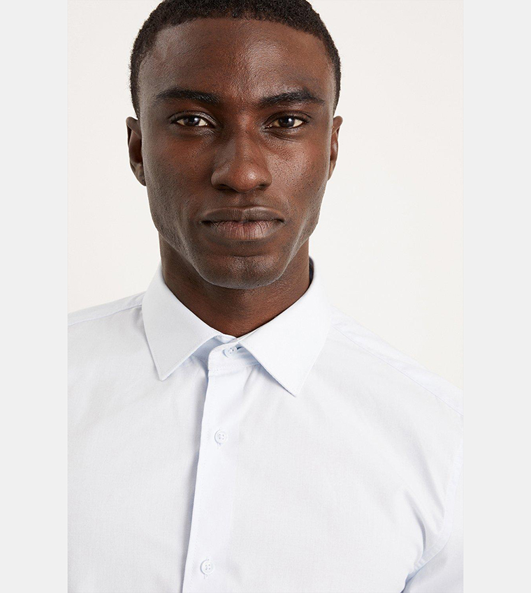 Blue Skinny Fit Long Sleeves Easy Iron Shirt