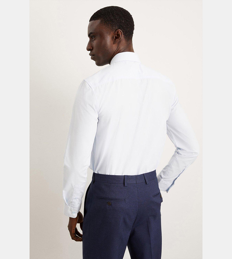 Blue Skinny Fit Long Sleeves Easy Iron Shirt