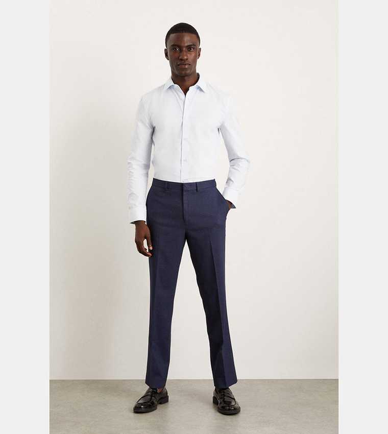Blue Skinny Fit Long Sleeves Easy Iron Shirt