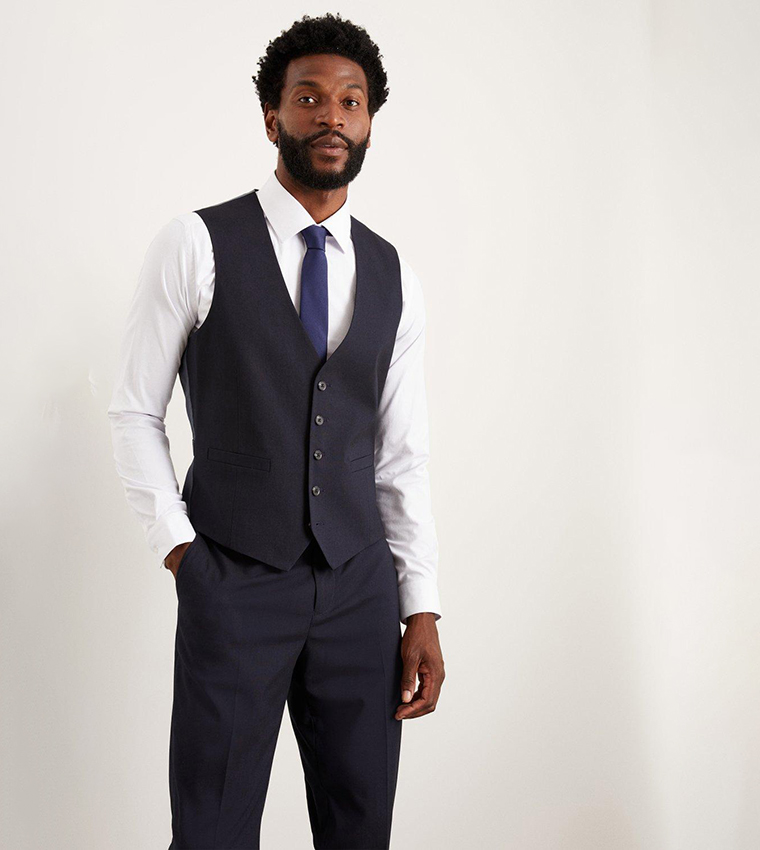 Tailored Fit Navy Essential Waistcoat