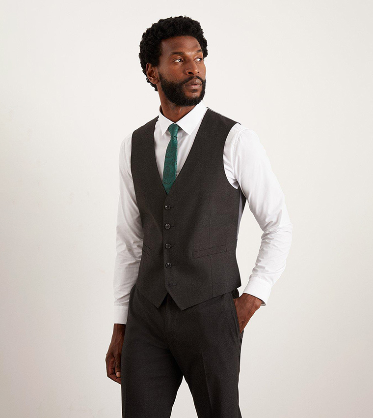 Buy Burton Slim Fit Charcoal Waistcoat In Grey 6thStreet Bahrain