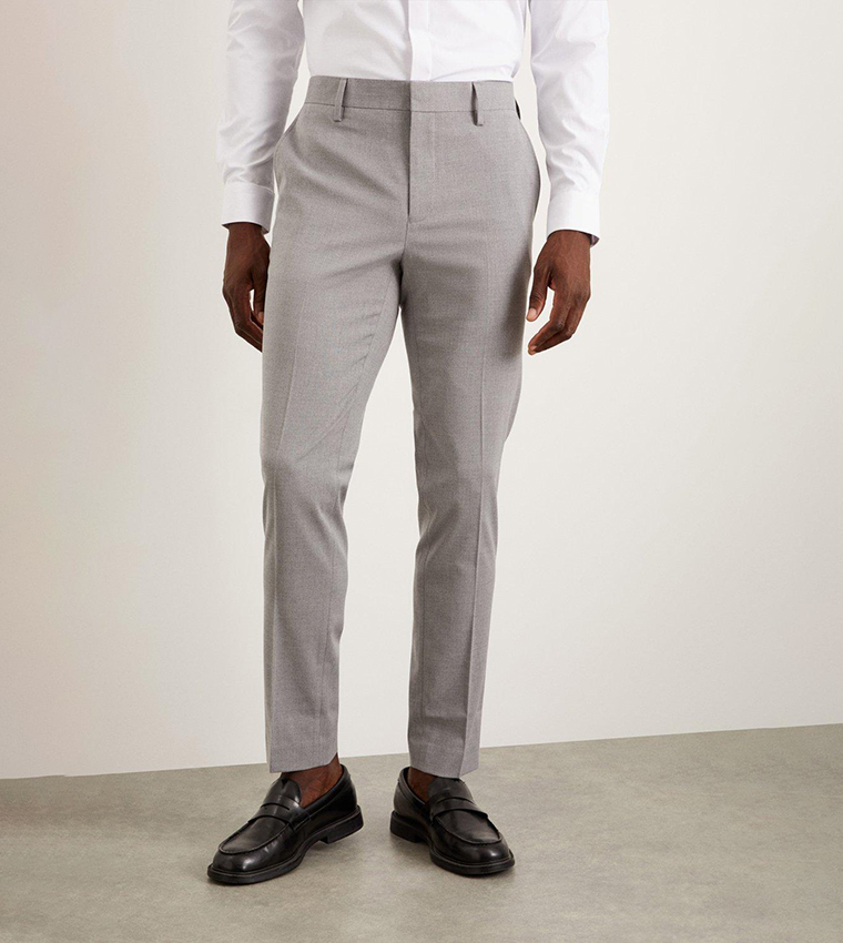 Skinny Fit Light Grey Suit Trousers
