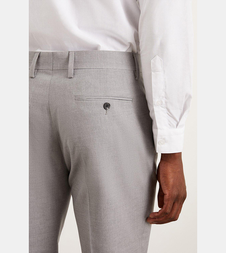 Tailored Fit Light Grey Suit Trousers