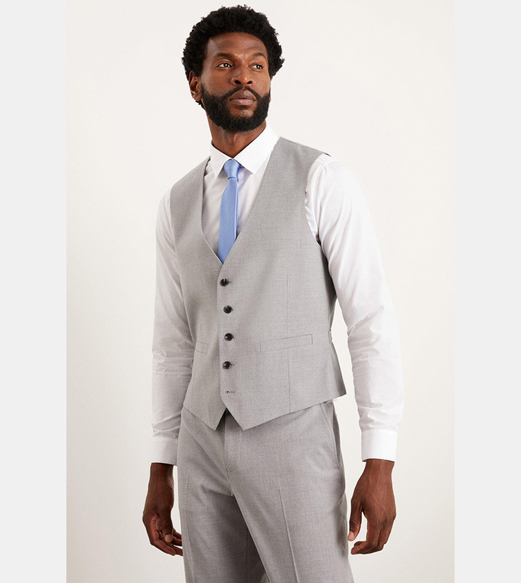 Buy Burton Tailored Fit Light Grey Waistcoat In Grey 6thStreet