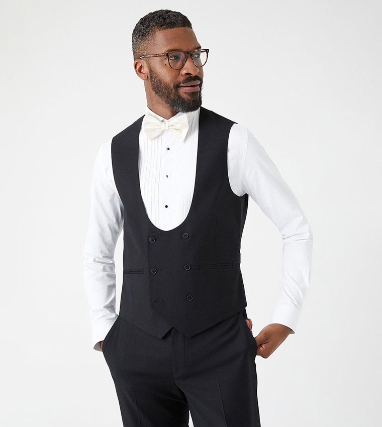 Buy Burton Slim Fit Black Tuxedo Suit Waistcoat In Black 6thStreet UAE