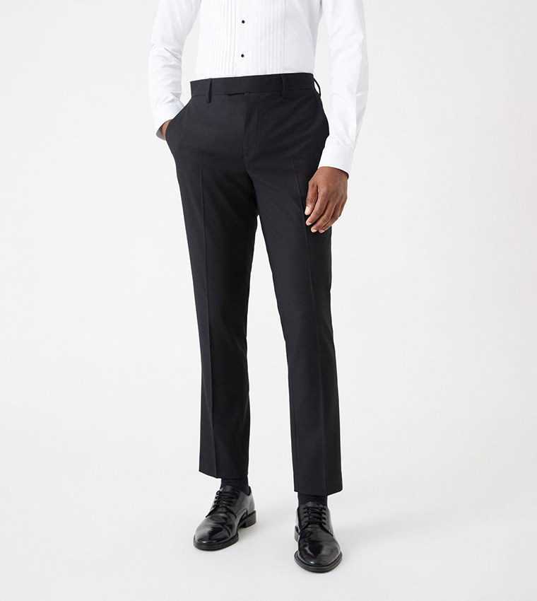 Skinny Fit Black Tuxedo Suit Trousers