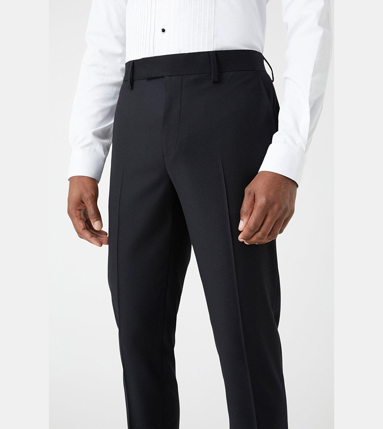 Skinny Fit Black Tuxedo Suit Trousers