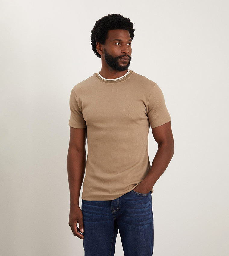 Buy Burton Muscle Fit Tipped Popcorn T Shirt In Grey 6thStreet UAE