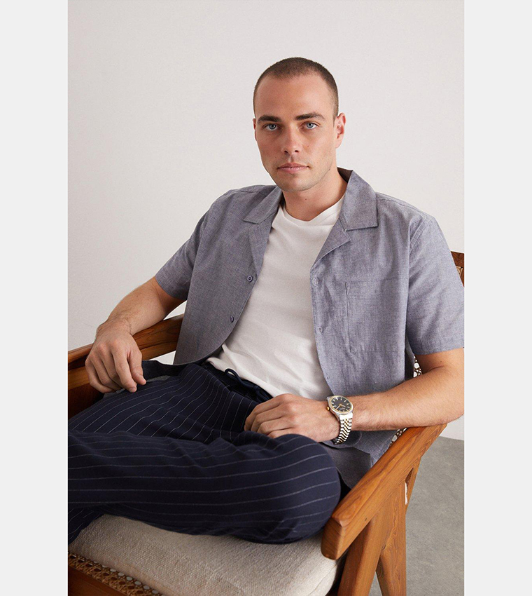 Buy Burton Denim Slim Fit Chambray Shirt In Blue 6thStreet UAE