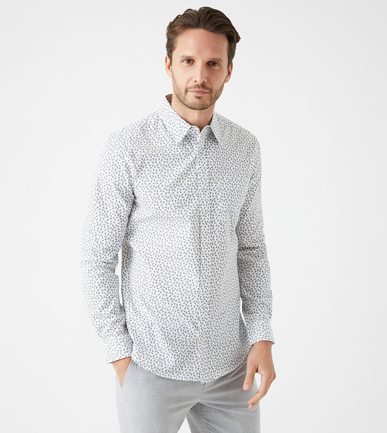 Buy Burton White Slim Fit Ditsy Floral Print Shirt In White 6thStreet Bahrain