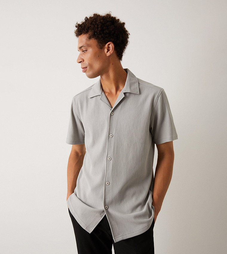 Grey slim fit dress shirt clearance