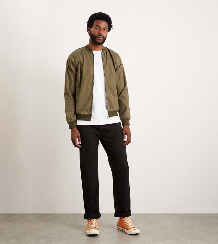 Buy Burton Slim Fit Khaki Linen Bomber Jacket In Khaki 6thStreet Qatar