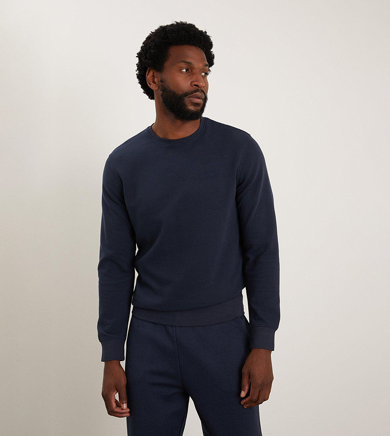 Ribbed crew neck sweatshirt online