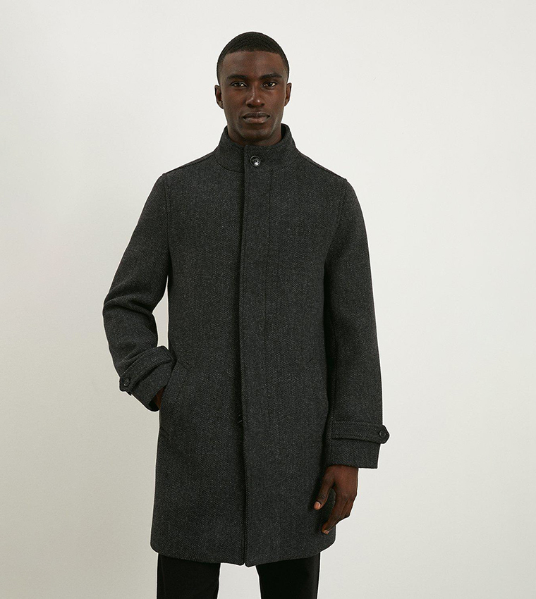 Wool Textured Funnel Neck Coat