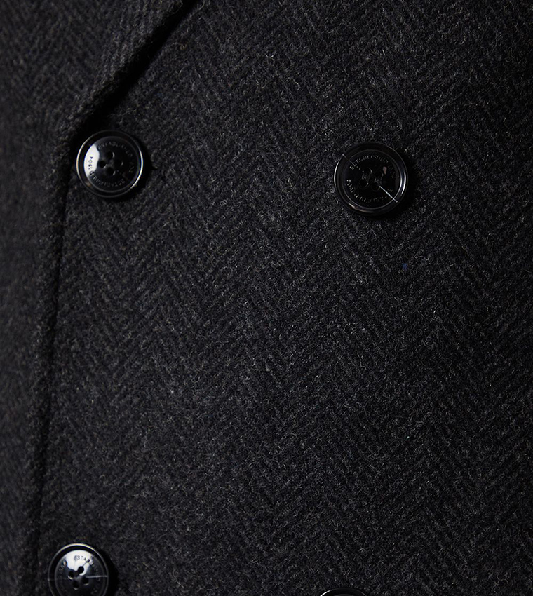 Double Breasted Wool Blend Coat