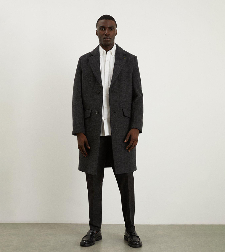 Buy Burton Single Breasted Wool Blend Coat In Black 6thStreet