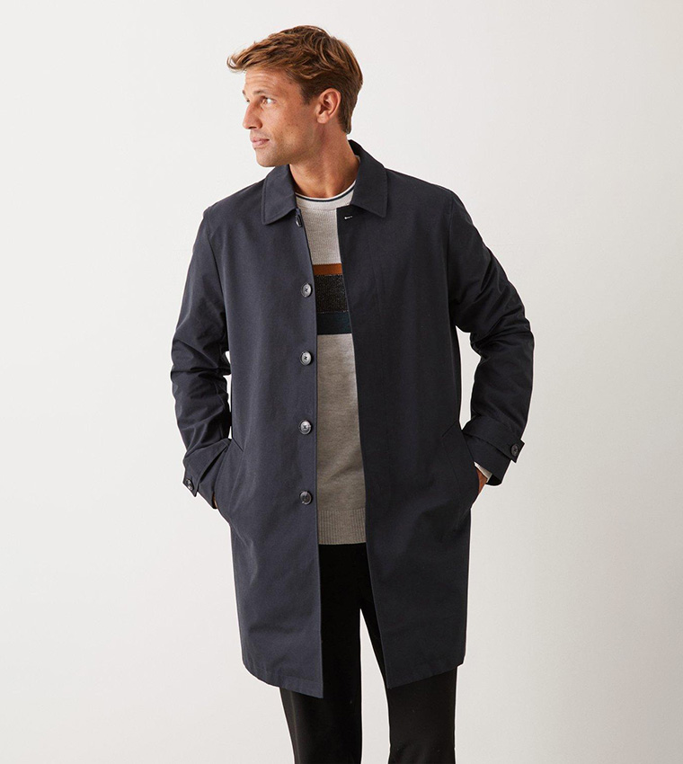 Buy Burton Solid Long Sleeves Overcoat In Navy 6thStreet Kuwait