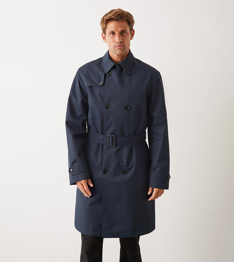 Buy Burton Double Breasted Trench Coat In Navy 6thStreet Oman