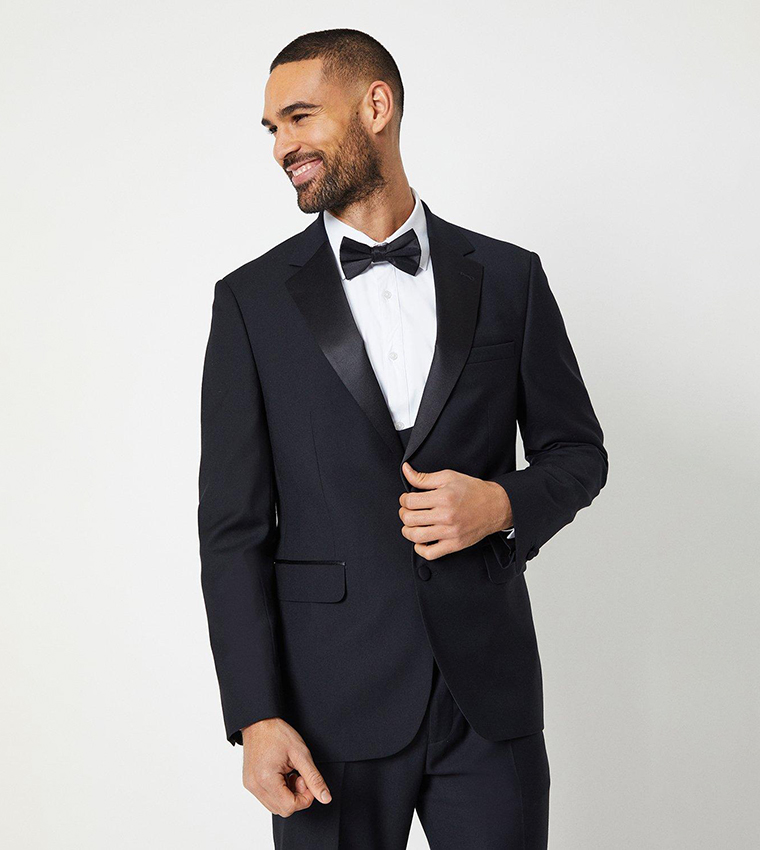 Buy Burton Tailored Fit Black Tuxedo Blazer In Black 6thStreet Saudi Arabia