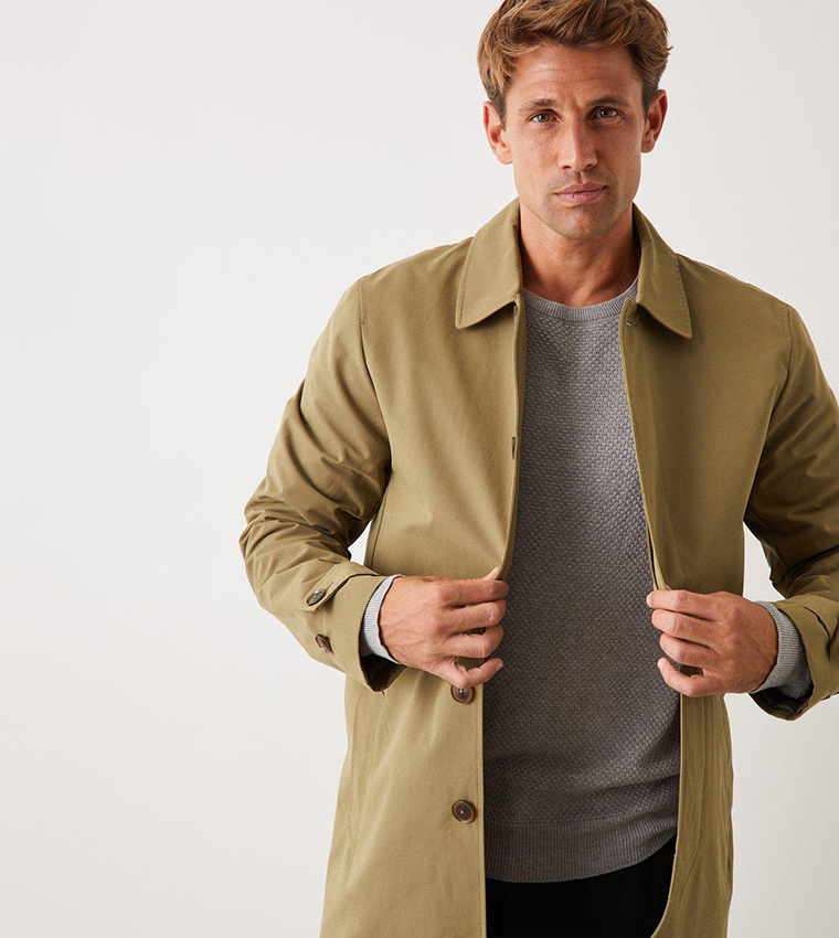 Buy Burton Solid Long Sleeves Overcoat In Khaki 6thStreet Kuwait