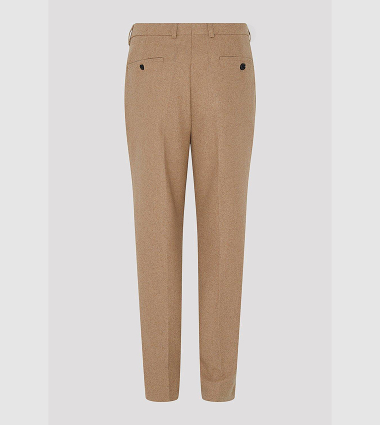 Slim Fit Neutral Tweed Suit Trousers