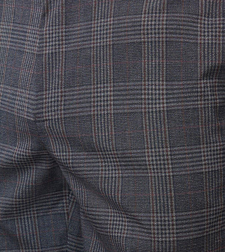 Slim Fit Burgundy Retro Check Suit Trousers