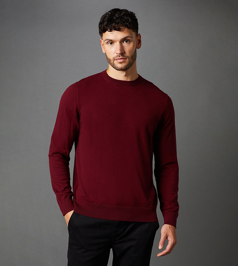 Buy Burton Cotton Rich Crew Neck Sweater In Red 6thStreet Saudi