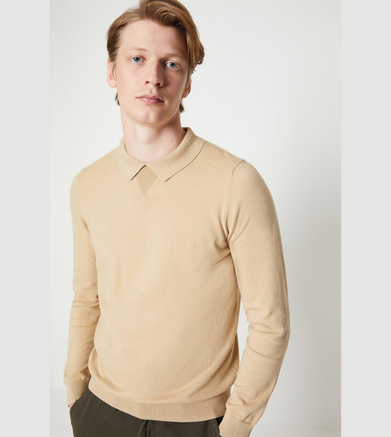 Buy Burton Solid Collared Jumper In Sand 6thStreet Oman