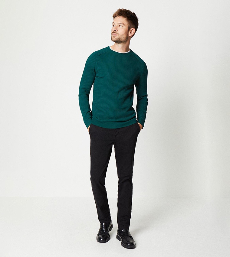 Muscle fit ribbed sweater top