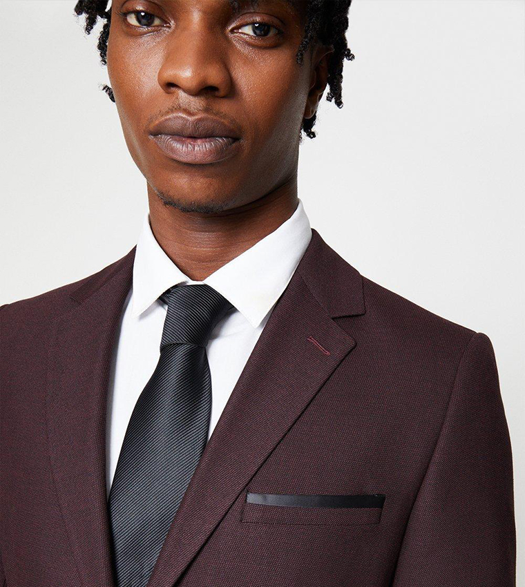 Buy Burton Lapel Collar Tipped Blazer In Burgundy 6thStreet Bahrain