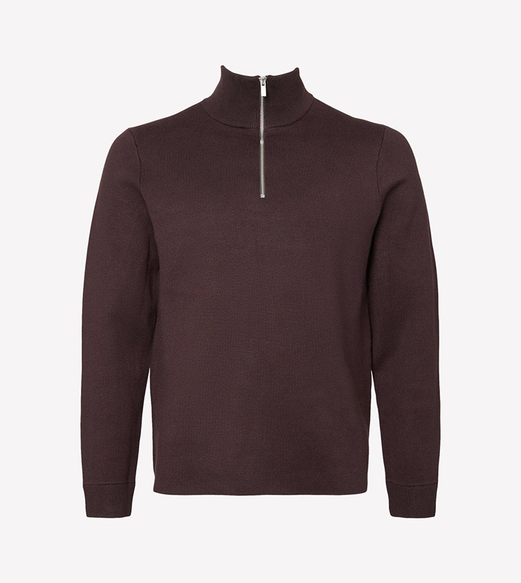 Buy Burton Relaxed Knitted Half Zip Jumper In Burgundy 6thStreet Kuwait